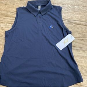NWT RHONE Course To Court Sleeveless Polo Navy Branded Darien Football - Large
